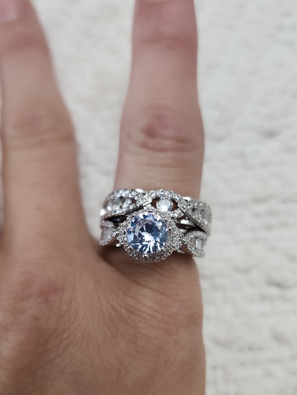 2pcs/Set Fashionable Cubic Zirconia Rings, Versatile Party Gift For Women Silver